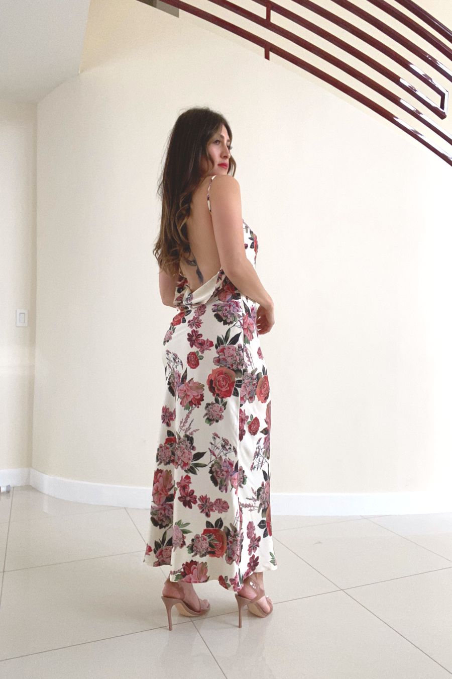 Honey Rose Satin Print Dress
