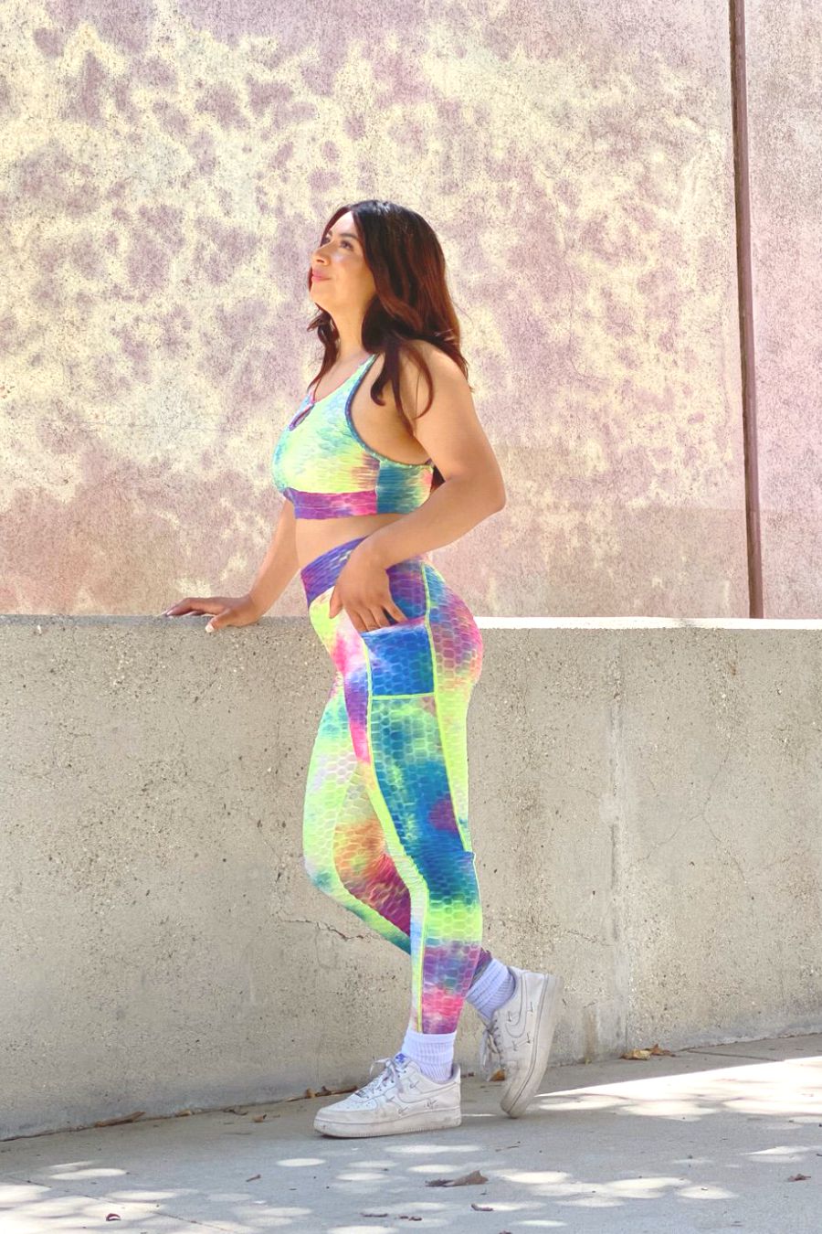 Multicolor Camryn Sports Bra With Pocket Side Leggings