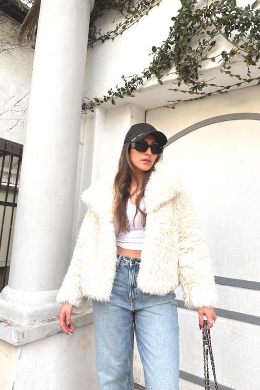 Faux Fur Open Front Coat