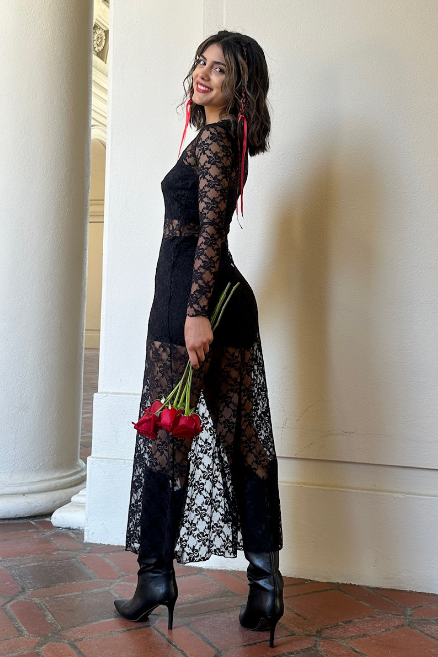 Kasia Black Lace Maxi Dress